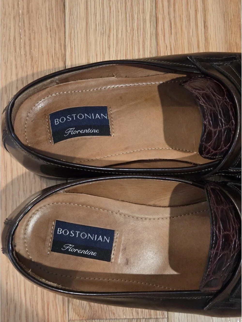 Bostonian Sz 10 W Florentine Brown Croc Embossed Leather Tassel Loafers Italy